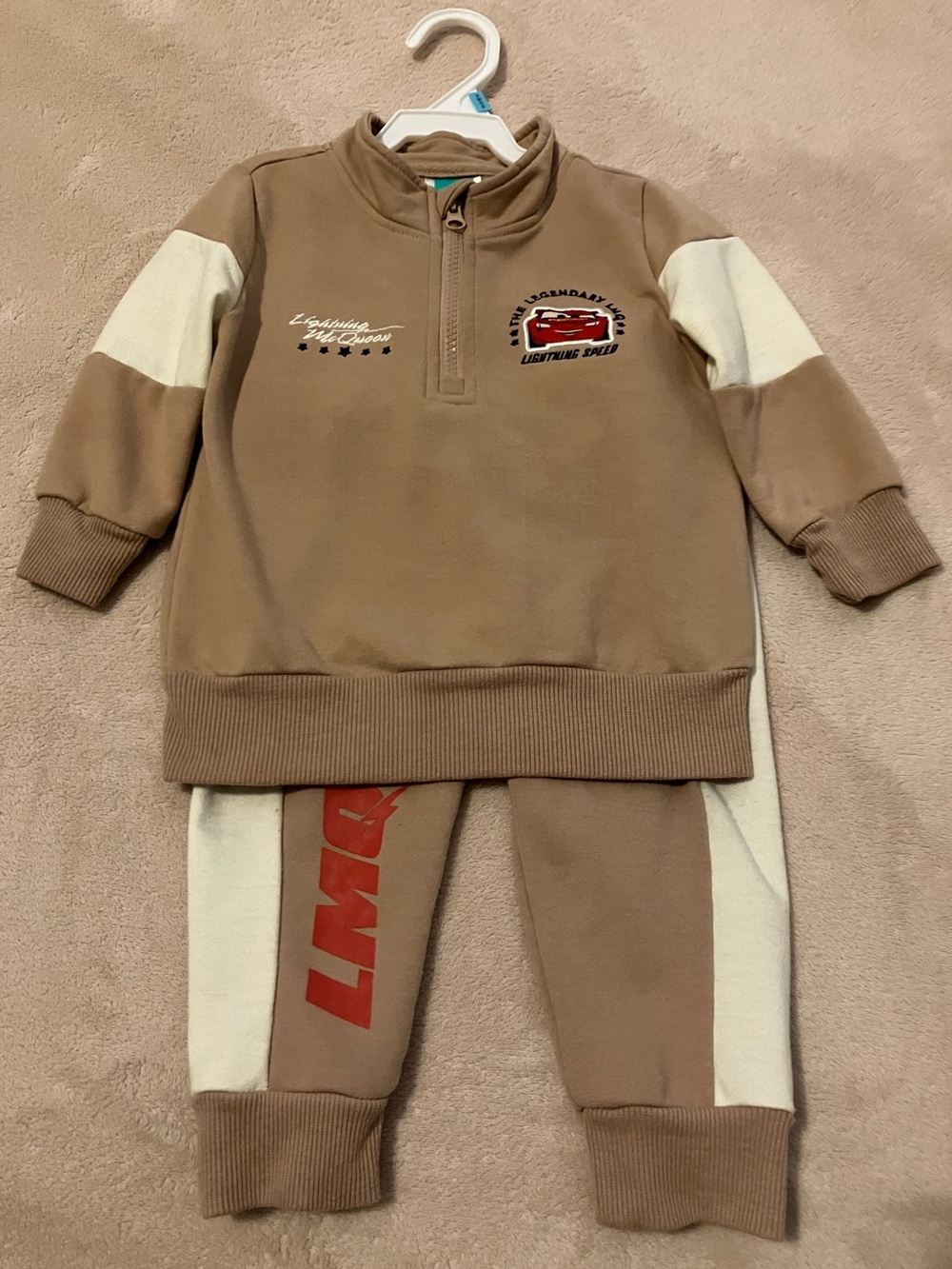 Disney Pixar Cars Lightning McQueen 2pc Outfit Set Baby/Toddler Boys 12 Months